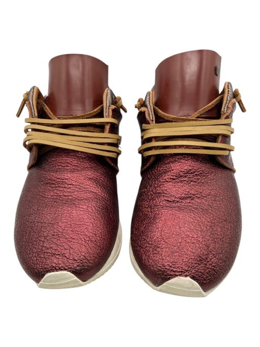 Esseutesse Shoe Size 37 Dark Red Leather Upper Metallic Foil Fringe Sneakers Dark Red / 37