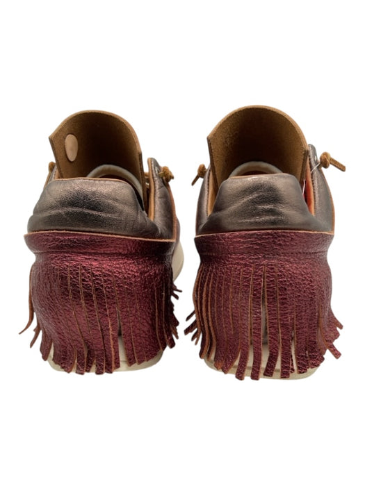 Esseutesse Shoe Size 37 Dark Red Leather Upper Metallic Foil Fringe Sneakers Dark Red / 37