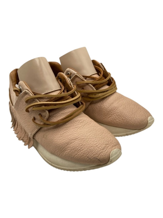 Esseutesse Shoe Size 37 Beige Pink Leather Upper Metallic Foil Fringe Sneakers Beige Pink / 37