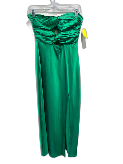 runaway Size S Green Polyester Blend Satin Strapless Twist Detail Gown Green / S