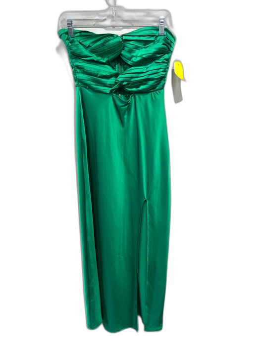 runaway Size S Green Polyester Blend Satin Strapless Twist Detail Gown Green / S