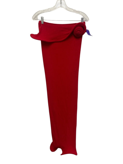 Meshki Size S Red Acrylic Blend Knit Tie Halter Horsehair Hem Maxi Skirt Set Red / S