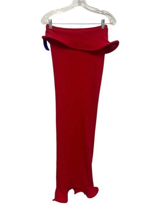 Meshki Size S Red Acrylic Blend Knit Tie Halter Horsehair Hem Maxi Skirt Set Red / S