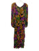 Farm Rio Size S Black, Green & purple Viscose Botanical Print V Neck Dress Black, Green & purple / S