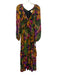 Farm Rio Size S Black, Green & purple Viscose Botanical Print V Neck Dress Black, Green & purple / S