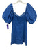 Seven Wonders Size 4 Blue Cotton Short Puff Sleeve Sweetheart Neckline Dress Blue / 4