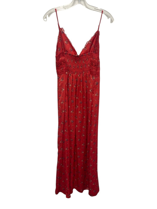 Intimately Free People Size S Red & Multi Polyester Floral Lace Detail Dress Red & Multi / S