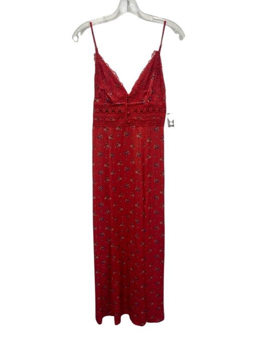 Intimately Free People Size S Red & Multi Polyester Floral Lace Detail Dress Red & Multi / S