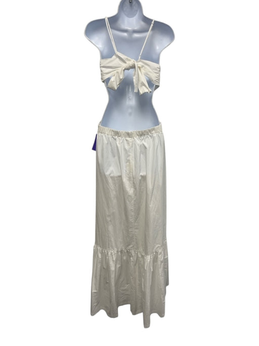 Jonathan Simkhai Swim Size M White Cotton Spaghetti Strap Tie Back Cutout Dress White / M