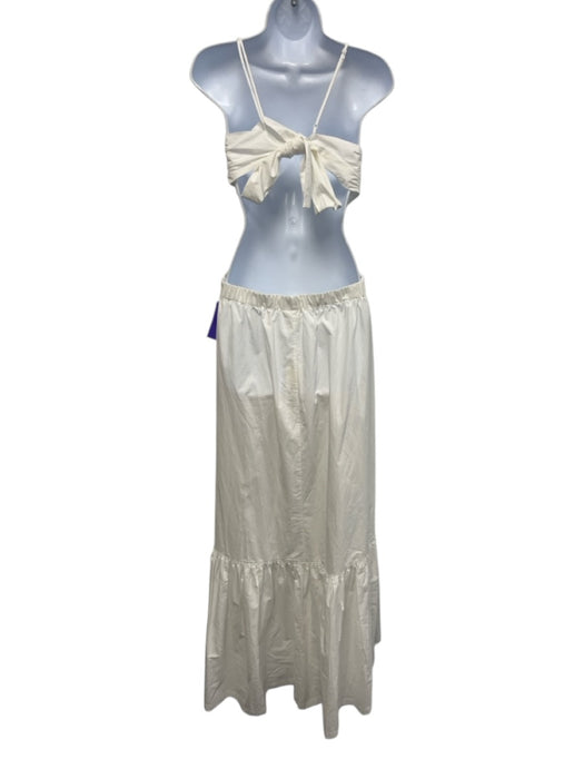 Jonathan Simkhai Swim Size M White Cotton Spaghetti Strap Tie Back Cutout Dress White / M