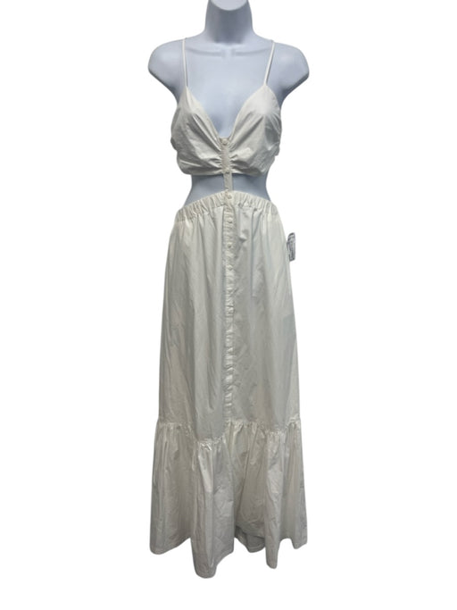 Jonathan Simkhai Swim Size M White Cotton Spaghetti Strap Tie Back Cutout Dress White / M