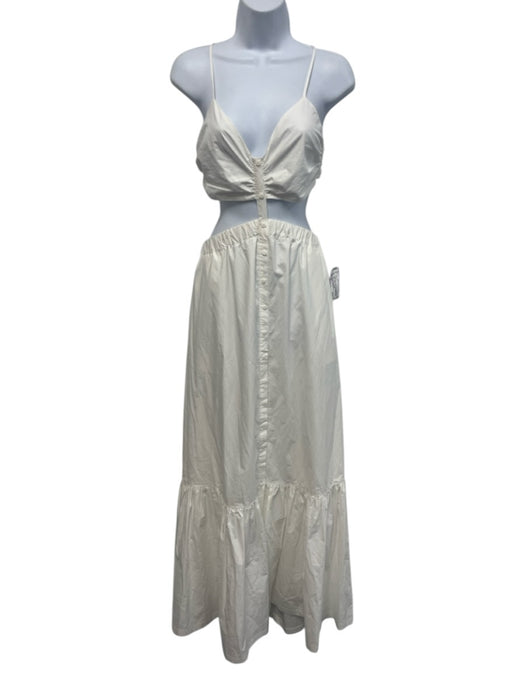Jonathan Simkhai Swim Size M White Cotton Spaghetti Strap Tie Back Cutout Dress White / M