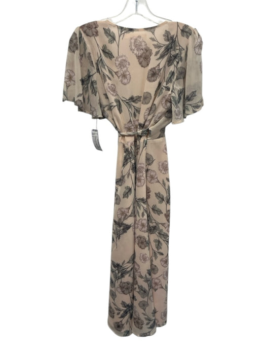 ASTR The Label Size S Light Pink & Green Polyester Floral V Neck Dress Light Pink & Green / S