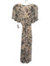 ASTR The Label Size S Light Pink & Green Polyester Floral V Neck Dress Light Pink & Green / S