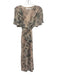 ASTR The Label Size S Light Pink & Green Polyester Floral V Neck Dress Light Pink & Green / S