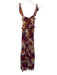 Misa Size XS Pink & Multi Viscose Floral Sleeveless Shirred Top Bow Detail Dress Pink & Multi / XS