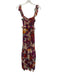 Misa Size XS Pink & Multi Viscose Floral Sleeveless Shirred Top Bow Detail Dress Pink & Multi / XS