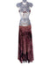 BABYBOO Size S Mauve & Pink Polyester Criss Cross Back Deep V neck Cutout Dress Mauve & Pink / S