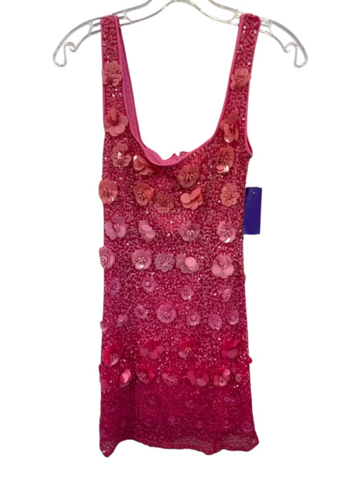 Lovers and Friends Size XS Pink Nylon Sleeveless Sequined Floral design Dress Pink / XS