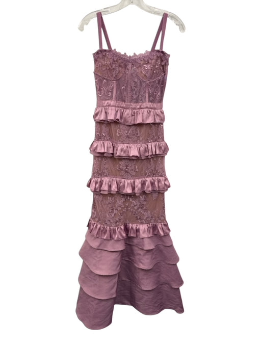 V. Chapman Size 2 Lilac Purple Polyester Lace Tiered Ruffle Corset Bodice Gown Lilac Purple / 2