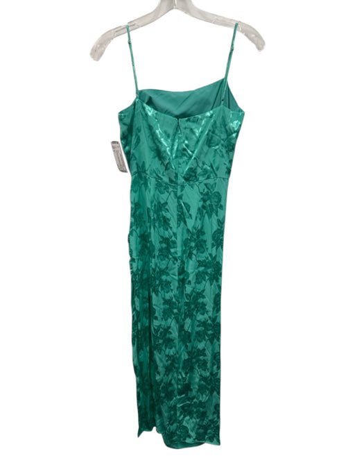 Saylor Size S Teal Green Viscose Blend Floral Jacquard Ruched Front Slit Dress Teal Green / S