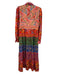 Farm Rio Size S Red & Multi Cotton Blend Flora & Fauna Stripe Button Front Dress Red & Multi / S