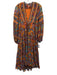 Free People Size S Orange & Multi Polyester Floral Long Balloon Sleeve Dress Orange & Multi / S