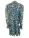 Olivia Rubin Size 6 Teal Blue & Multi Polyester Semi Sheer Embroidered Dress Teal Blue & Multi / 6