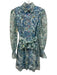 Olivia Rubin Size 6 Teal Blue & Multi Polyester Semi Sheer Embroidered Dress Teal Blue & Multi / 6