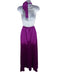 L'idee Size 8 Purple Polyester Satin Accordion Pleat Tie Neck Halter Dress Purple / 8