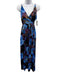 Free People Size Est S Black, Blue & Multi Viscose Blend Floral Satin Jumpsuit Black, Blue & Multi / Est S