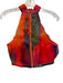 Yaura Size Est 6 Red & Multi Polyester Rainbow High Neck Tiered Ruffle Skirt Set Red & Multi / Est 6
