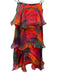 Yaura Size Est 6 Red & Multi Polyester Rainbow High Neck Tiered Ruffle Skirt Set Red & Multi / Est 6