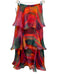 Yaura Size Est 6 Red & Multi Polyester Rainbow High Neck Tiered Ruffle Skirt Set Red & Multi / Est 6