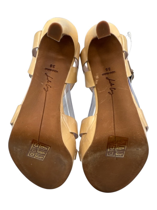 Lola Cruz Shoe Size 38 Beige Leather Upper Patent Ankle Buckle T Strap Sandals Beige / 38