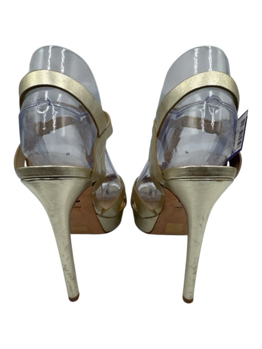Lola Cruz Shoe Size 38 Gold Leather Upper Metallic Ankle Buckle T Strap Sandals Gold / 38
