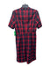 By Egreis Size M Red & Black Polyester Blend Plaid Half Button Cap Sleeve Dress Red & Black / M