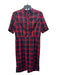 By Egreis Size M Red & Black Polyester Blend Plaid Half Button Cap Sleeve Dress Red & Black / M