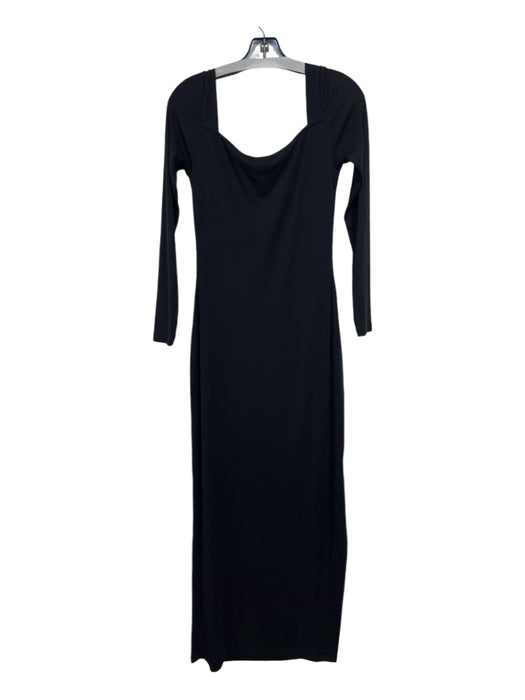 By Egreis Size M Black Slits Square Neck Midi Dress Black / M