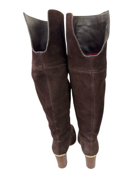 Michael Kors Shoe Size 8.5 Dark Brown Suede Upper Block Heel Almond Toe Boots Dark Brown / 8.5