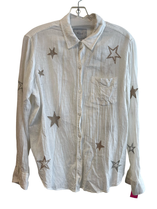 Rails Size Small White Linen Blend Long Sleeve Button Down Stars Top White / Small
