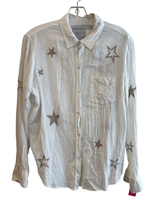 Rails Size Small White Linen Blend Long Sleeve Button Down Stars Top White / Small