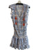 Bell Size Small Blue & White Silk & Cotton Floral Wide Stretch Waist Dress Blue & White / Small