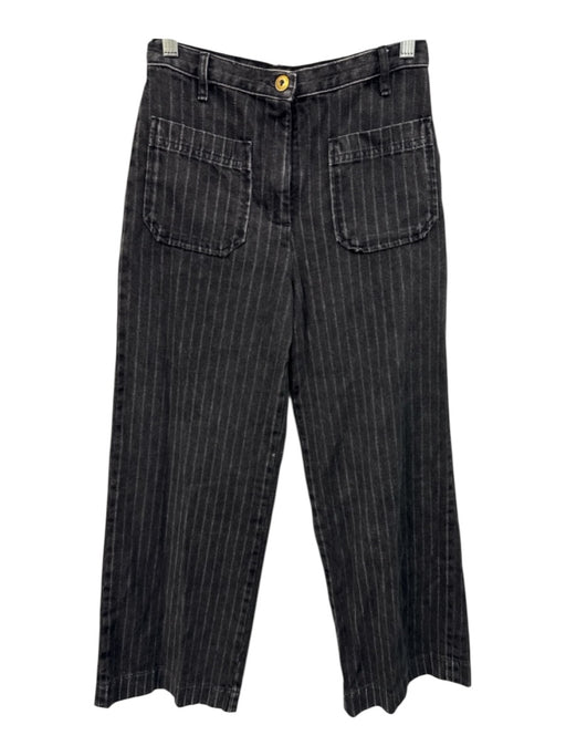 sessun Size 34 Faded Black Cotton Denim High Rise Striped Patch Pocket Pants Faded Black / 34