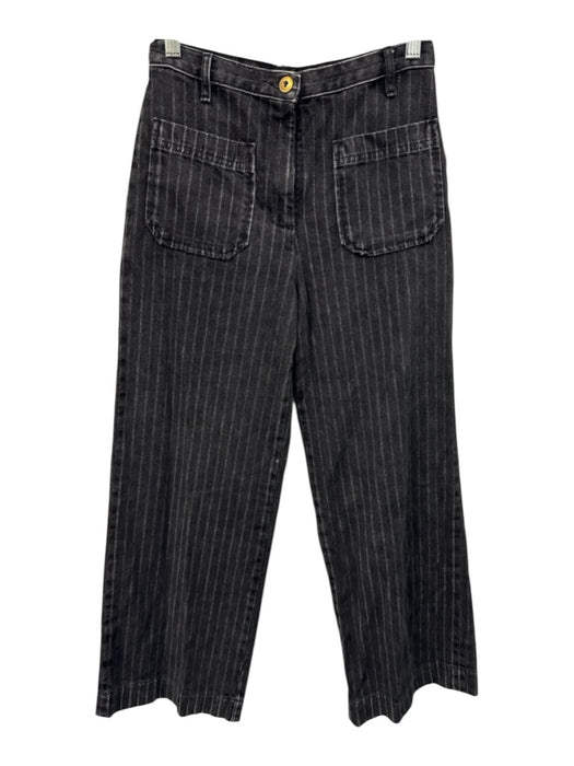 sessun Size 34 Faded Black Cotton Denim High Rise Striped Patch Pocket Pants Faded Black / 34