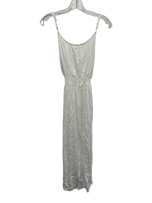 Bella Dahl Size XS White Rayon Spaghetti Strap Shirred Below Knee Dress White / XS