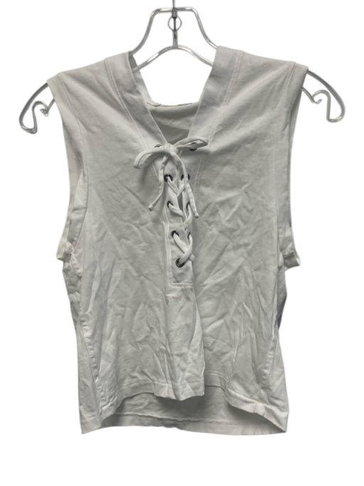 AMO Size XS White Cotton Sleeveless Lace Up Top White / XS