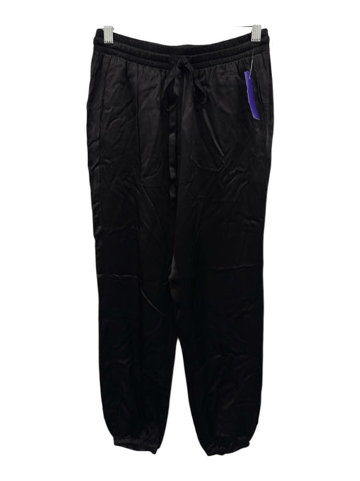 Nation Size XS Black Rayon Elastic Drawstring Waist Satin Pockets Jogger Pants Black / XS