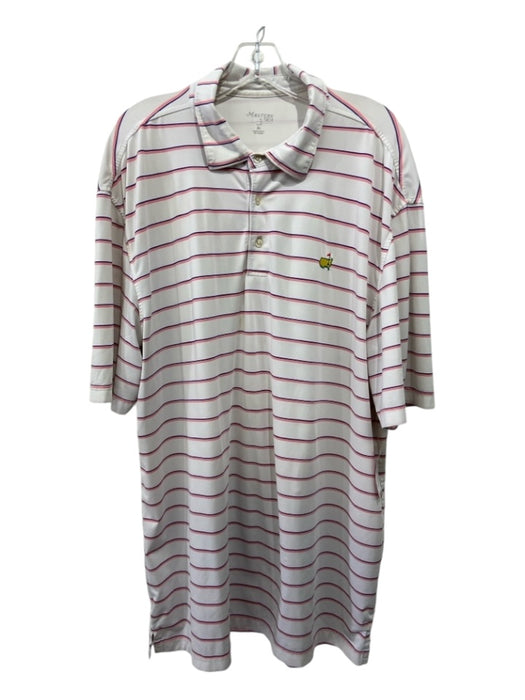 Masters Tech Size XL White & Pink Synthetic Striped Polo Men's Short Sleeve XL