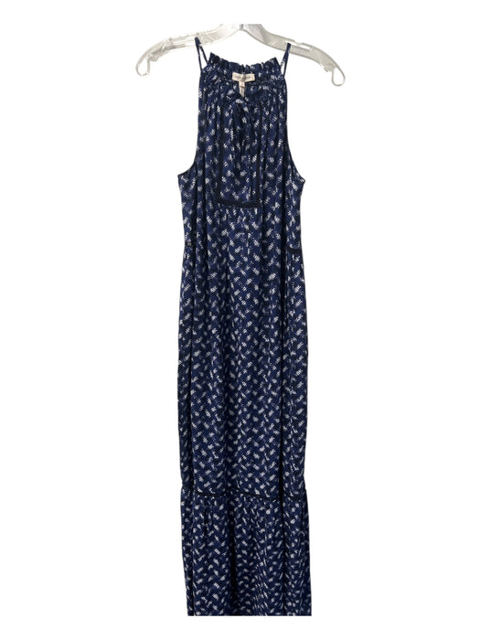 Rebecca Taylor Size 8 Navy & white Cotton Sleeveless All Over Print Tiered Dress Navy & white / 8
